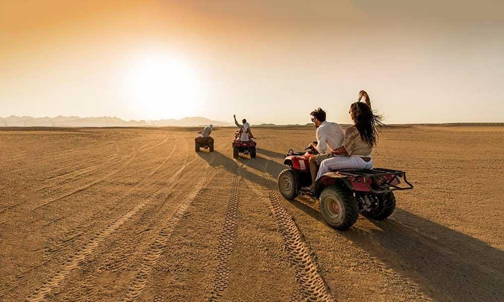 Agafay desert quad buggy sunset